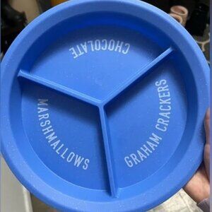 VIVITAR Round Smores Tray Platter 12" Blue Qty 5 Heavy Duty Portioned Sections